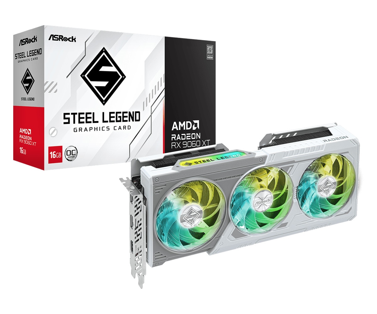 ASROCK Radeon RX 9060 XT Steel Legend OC Grafikkarte 16 GB