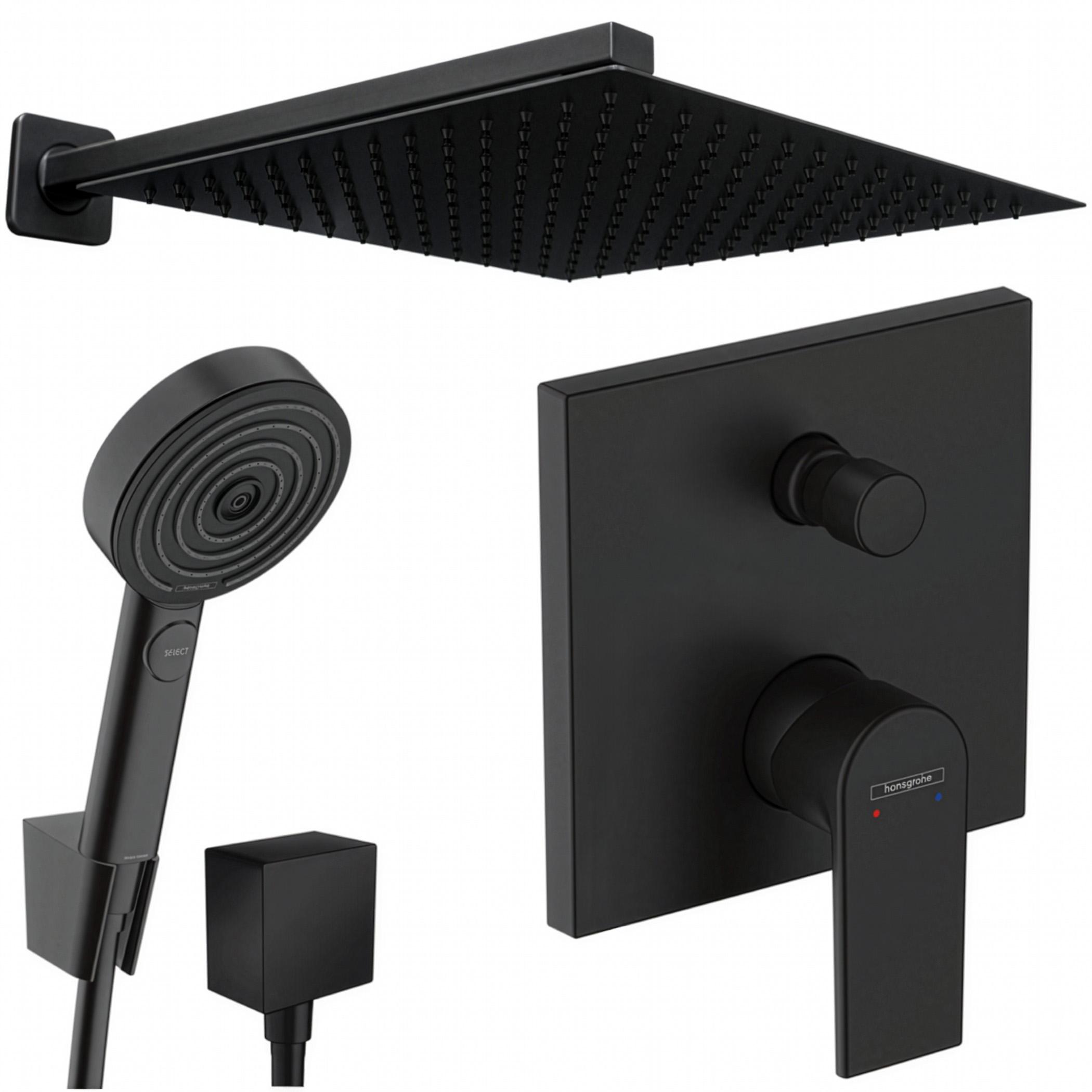 Hansgrohe und Jowi Unterputz Duschsystem Schwarz, Vernis Shape, Pulsify Select S, Duscharmatur, OHNE iBox