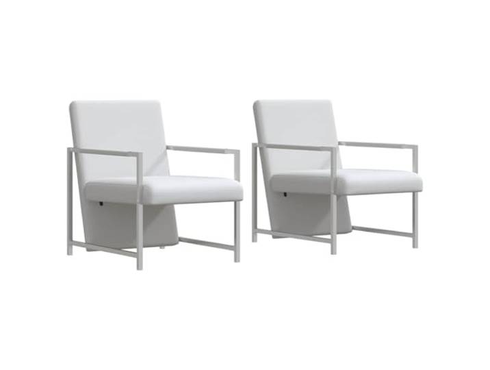 Tmriohed Sessel 2er Set Modern Kunstleder Weiß Verchromtes Gestell Elegantes 2er-Set Relaxsessel mit stabilem Holzgestell, glänzenden Chrombeinen und pflegeleichtem Kunstleder für Wohnzimmer.