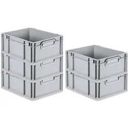 PROREGAL 5x Eurobox NextGen Grip | HxBxT 17x30x40cm | 16 Liter | Griffe geschlossen | Glatter Boden | Eurobehälter