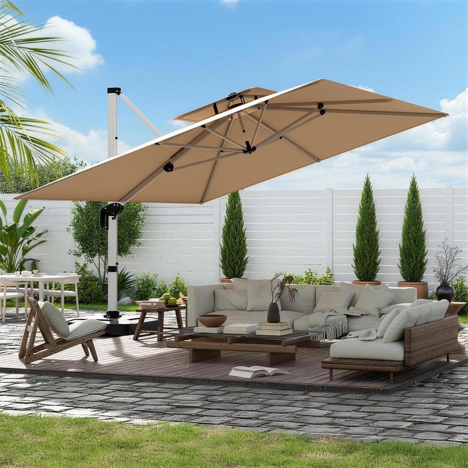 Sonnenschirm Rechteckig 300x300 cm Beige Aluminium 360° drehbar