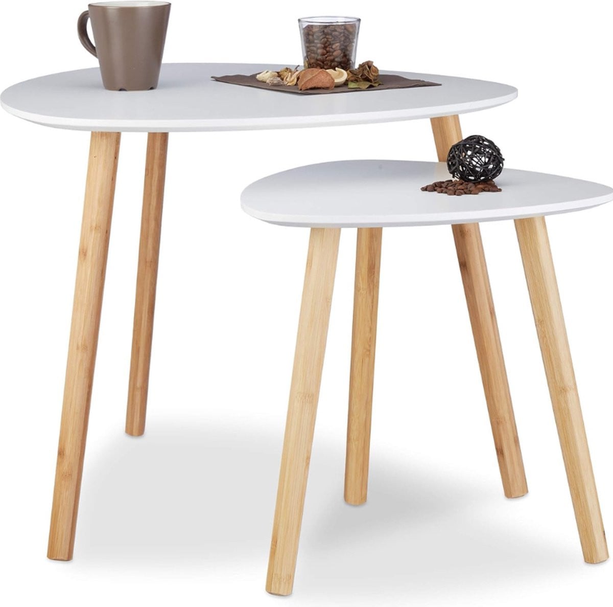 PEAM Set van 2 Bijzettafels met Nested Tops - Wit