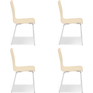 Nowy-Styl Besucherstuhl Cafe VII, stapelbar, Vierfußstuhl, Holz, ahorn, 4 Stück