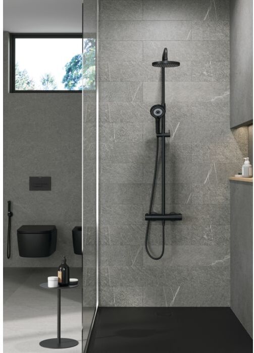 Kludi Thermostat-Dual-Shower-System 6907939-00 mit Handbrause DIVEx3S, mattschwarz