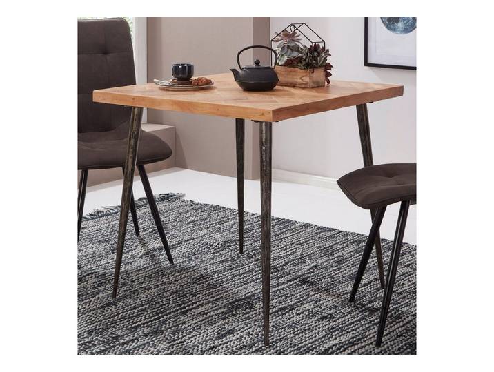 freiraum Esstisch WL5.633, in Akazie, Massivholz Fischgrät-Muster - 80x76x80cm (BxHxT)