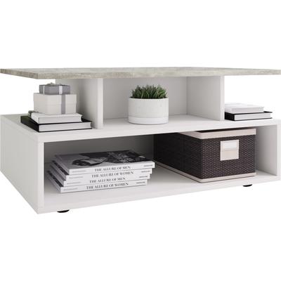 Couchtisch VCM "Holz Sofatisch Couchtisch Wohnzimmertisch Esila", grau (weiß, beton, optik), B:80cm T:50cm, Tische, Couchtisch