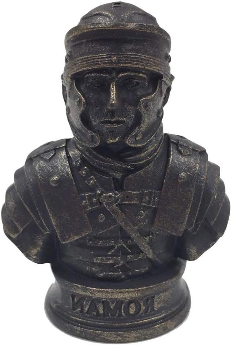 Romeinse Soldaat Buste Brons Kleur - Militaire Miniatuur Verzamelaarsstuk van Hars - Hoogte: 6,35 cm