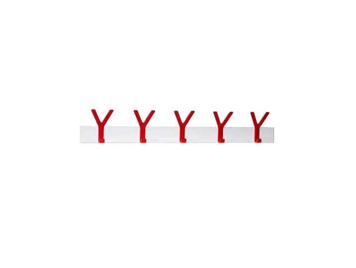 SMD Design Patère Y blanc, 5 crochets rouges