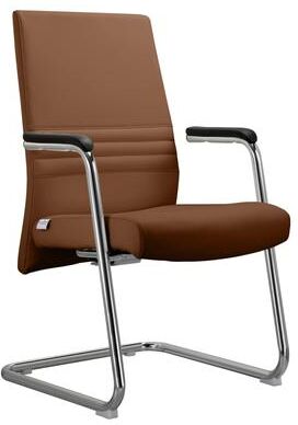 LeisureMod Aleen Modern Sled Base Office Guest Chair with Chrome Frame, Ribbed Backrest, Fixed Armrests