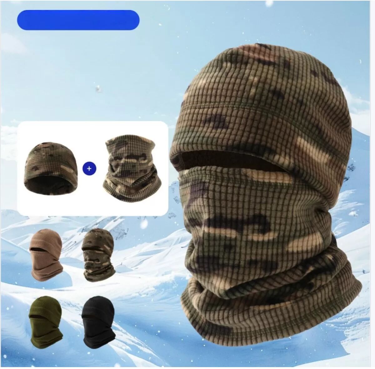 INF Outdoor Windproof Fleece Hat und Neck Gaiter Set - Polyester Wärme für Herren und Damen Schwarz