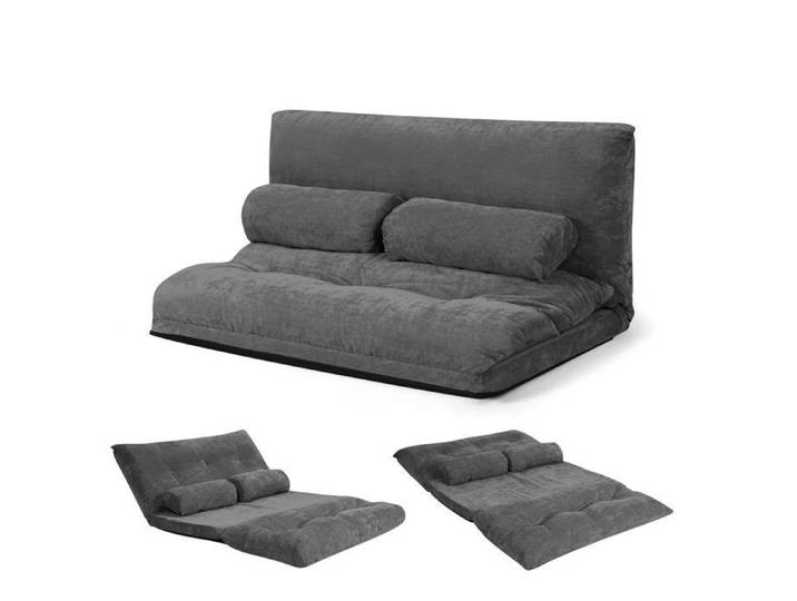 COSTWAY Canapé Lit / Chauffeuse Convertible - 2 Places Dossier Réglable 6 Positions Tissu Velours Côtelé Détachable et Lavable