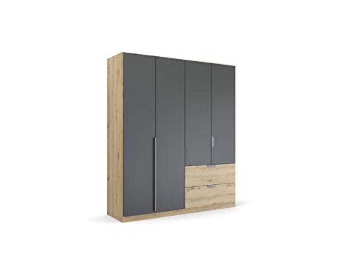 Rauch Möbel Quadra-Spin Dark&Wood, Kleiderschrank, Farbe Grau metallic/Eiche Artisan, Breite 181 cm