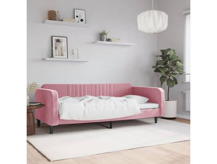 WDGJJFECNMUEHI Samt 2 in 1 Schlafsofa Gästebett Schlafzimmer Rosa 90x200 cm Tagesbett Rosa 90x200 cm Samt Schlafsofa mit Metallgestell und Schaumstoffpolsterung als Gästebett und Couch für Wohnzimmer,