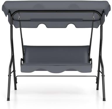 Costway 3-Seat Outdoor Patio Canopy Swing with Cushioned Steel Frame-Gray