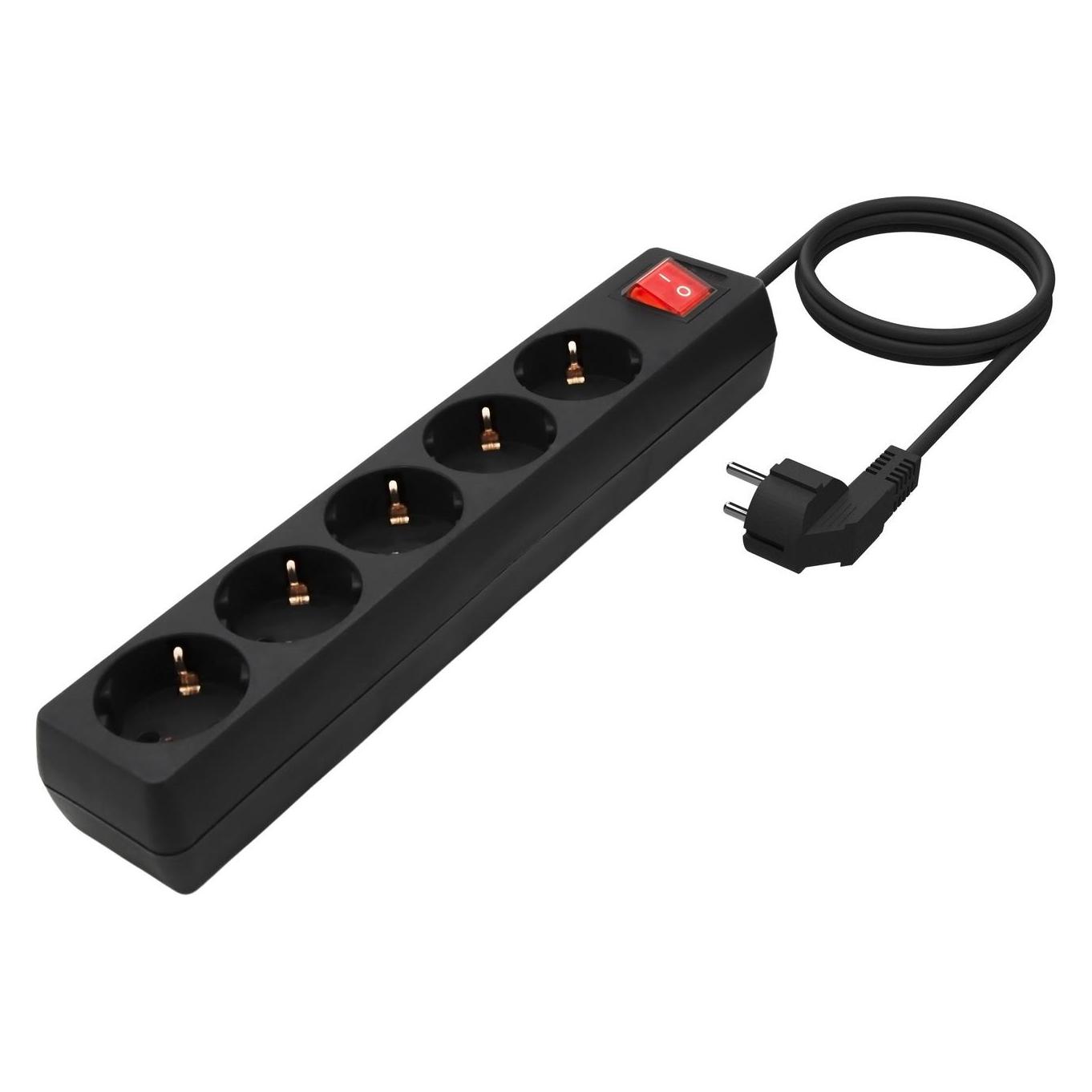 Aisens BASE MULTIPLE 5 TOMAS INTERRUPTOR CABLE 3x1.5MM2 1.4M (5x, 1.40 m) (A154-0652)