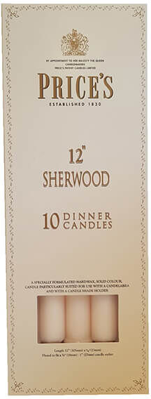 Price's Candles 12 Sherwood Pack of 10 Ivory Candles