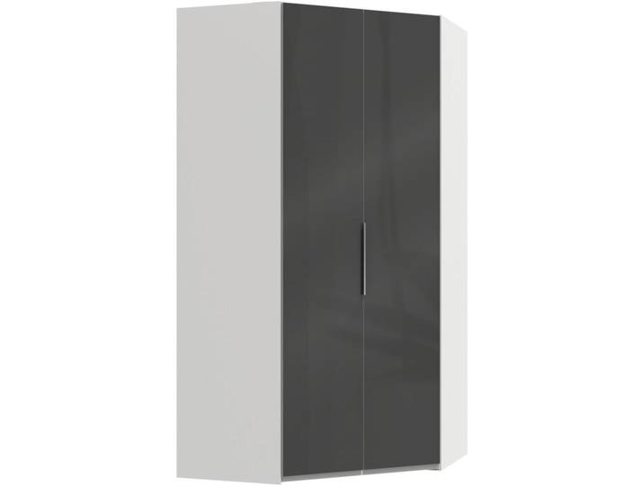Eckschrank, Weiß & Grau, 120x236x120 cm, Holzwerkstoff, 9 Fächer, Modern, MID.YOU