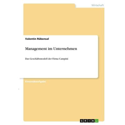 Management im Unternehmen, Taschenbuch von Valentin Rübensal, GRIN, 978-3-346-40266-0