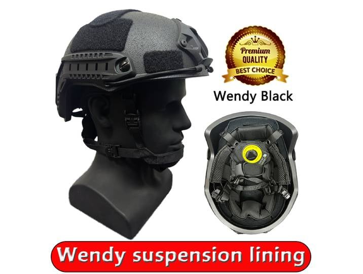 Casque tactique à coupe haute certifié NIJ IIIA en Kevlar avec suspension FAST Wendy