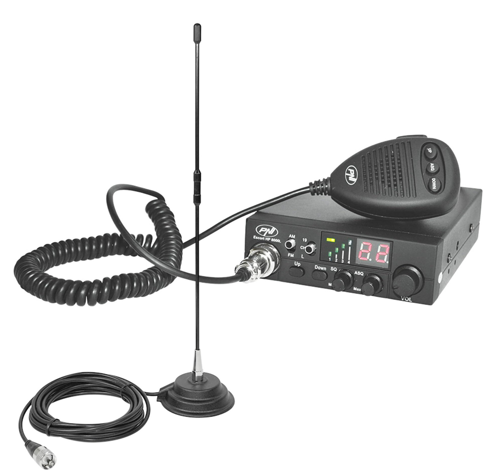 PNI Escort HP 8000L ASQ CB-radiozenderset met PNI Extra 40 CB-antenne en magneetvoet