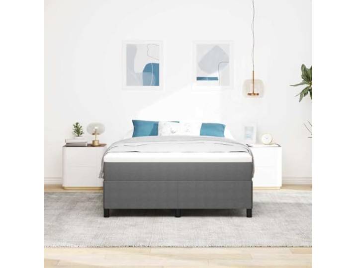 KTHLBRH Boxspringbett hellgrau 160 x 200 cm Rahmen aus Kiefernholz, Lattenrost inklusive, Beine aus schwarzem Kunststoff, maximale Belastung 280 kg