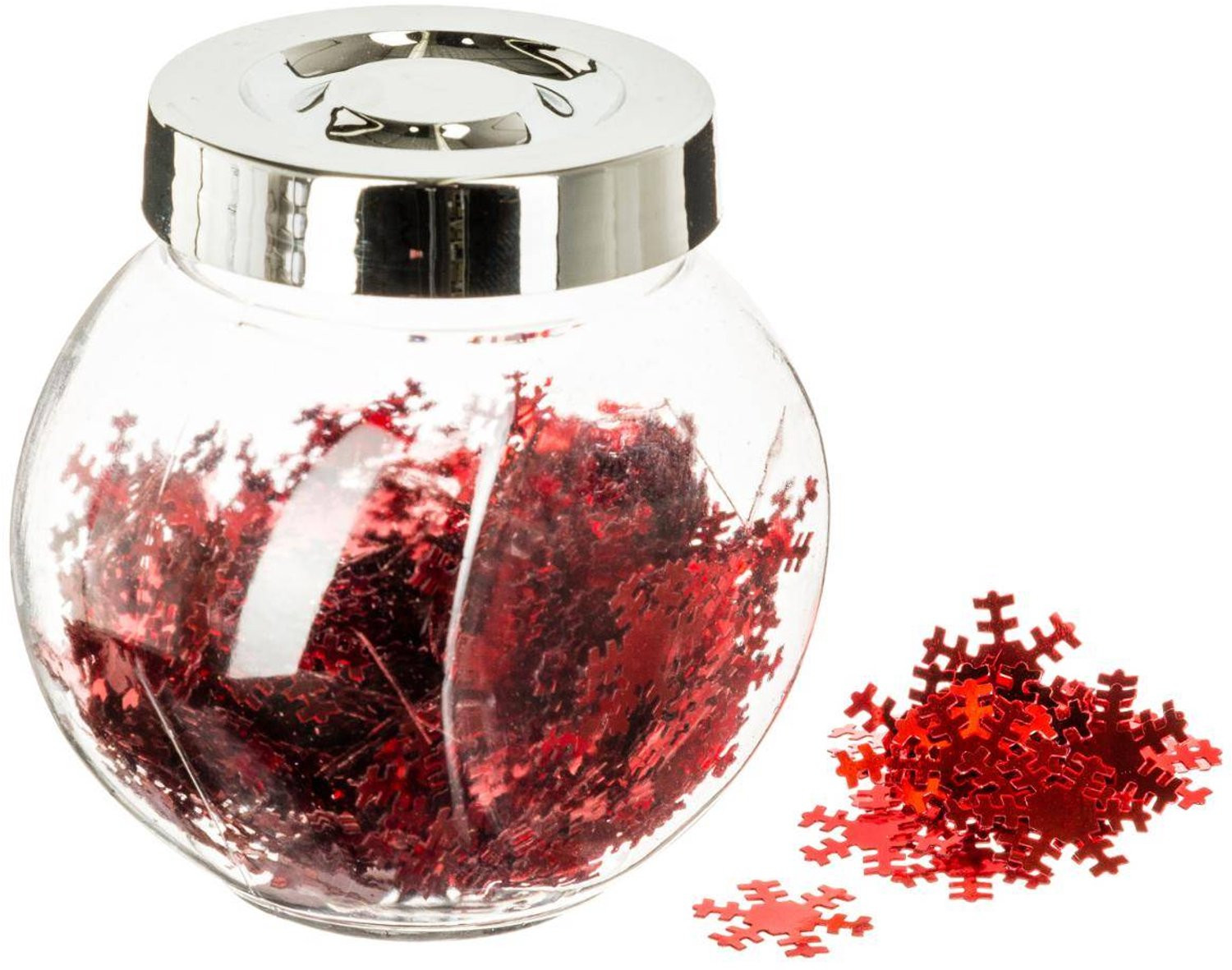 Feeric lights & Christmas Pot met glanzende rode tafelversieringen