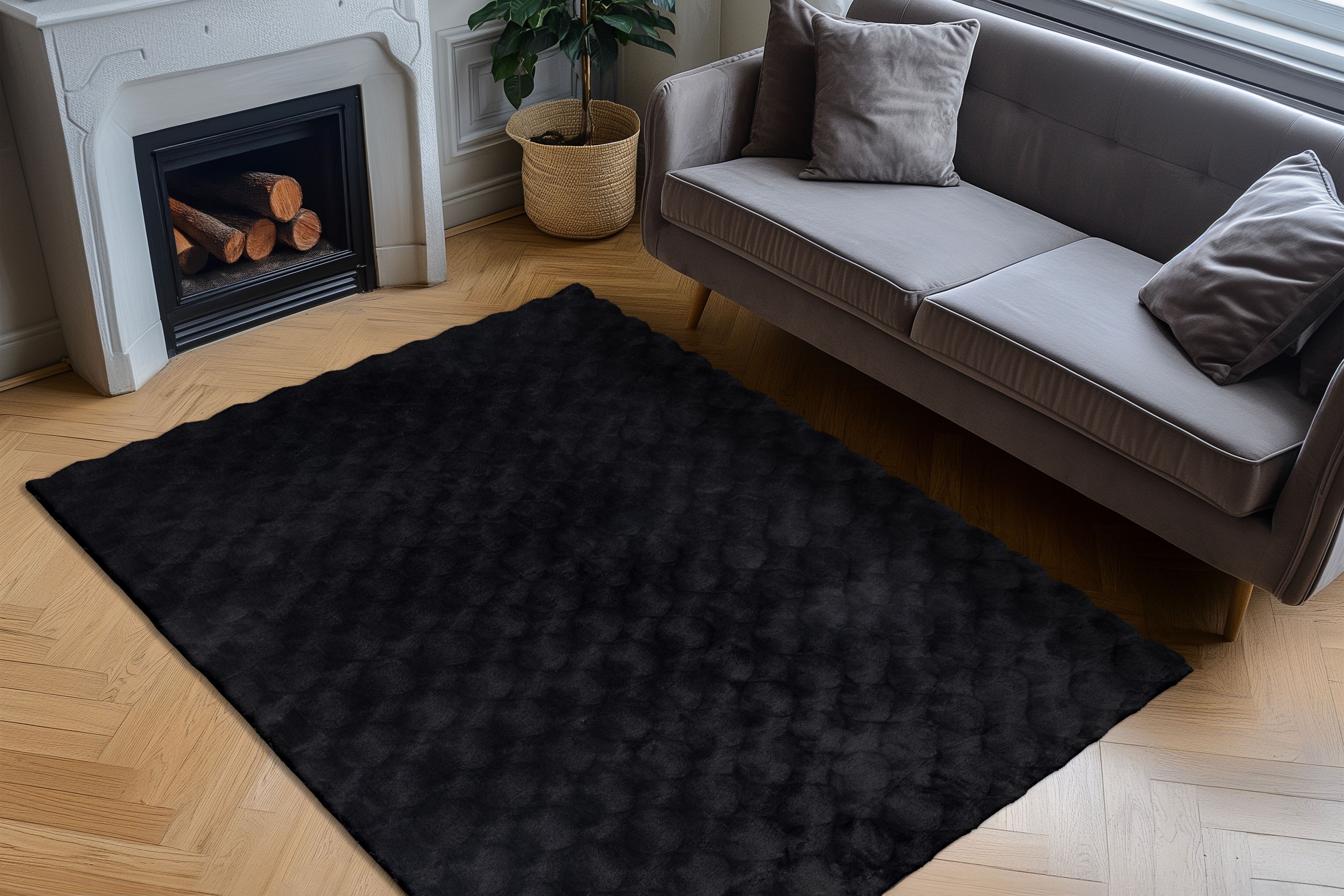 Kayoom "Royal Glow 825" rechteckig 30 mm Höhe Auch in rund, Hochflor, Modernes Muster, Vegan anthrazit B : 160cm 1 Stk., 30mm, L: 230cm