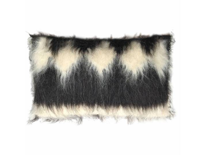 Coussin rectangle losange en laine noir 40x70