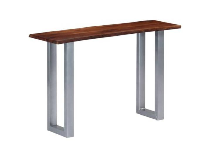 HEFZGDB Konsolentisch 115x35x76 cm Massivholz Akazie und Eisen Industrie-Stil Tischplatte mit Naturkante und U-Form Beinen aus Metall für höchste Stabilität und robuste Wohnzimmer