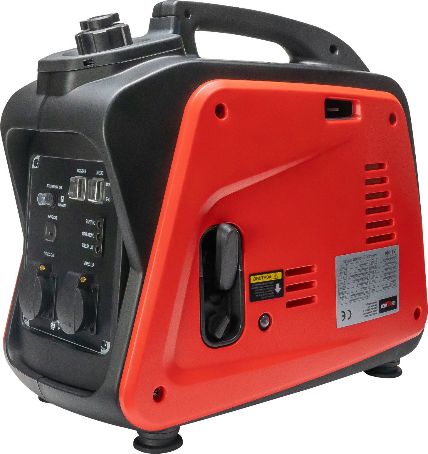 Grafner Stromerzeuger Inverter Genrator 2200 W (2 KW Dauerleistung), Benzinbetrieb 4 Takt, 2x 230V, Invertertechnologie für empfindliche Geräte, leicht robust, digitaler Benzin Notstrom Aggregat