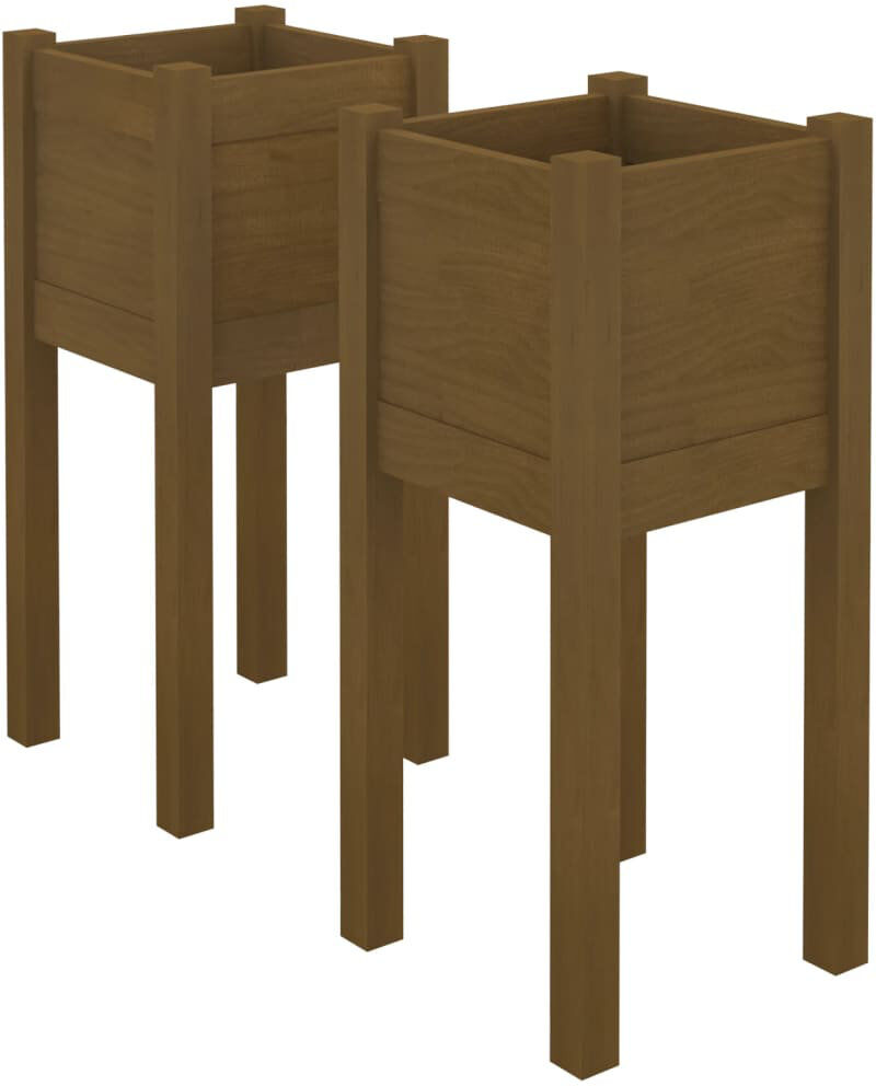 Dakota Fields Alastar Wood Elevated Planter Brown 70cm H x 31cm W x 31cm D