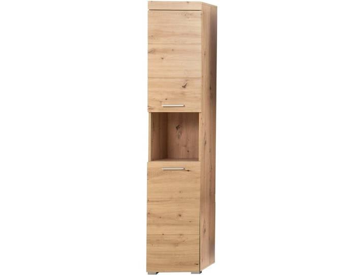 welltime Hochschrank Avena Badezimmerschrank 2-türig mit offenem Fach - 2 verstellbare Böden