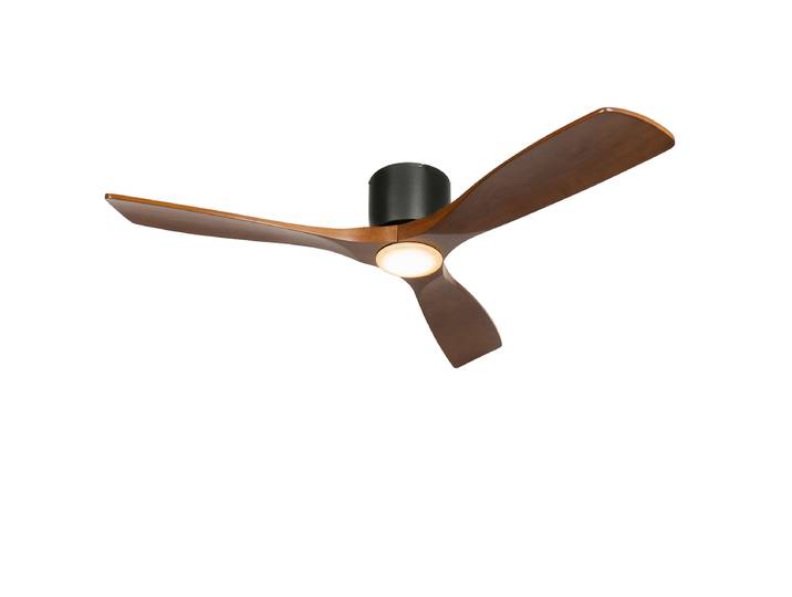 Deckenventilator schwarz mit Holz 131,5 cm inkl. LED Dimmbar mit