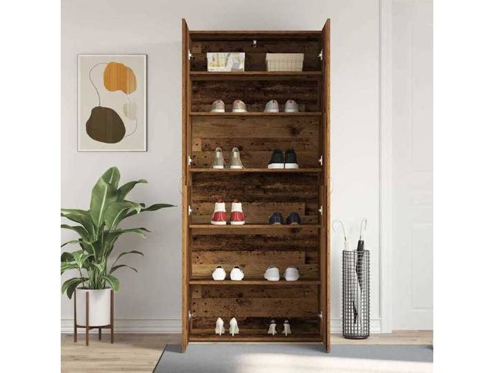 Meuble Entrée Marron - LEMON® Cabinet à chaussures - Bonne ventilation - avec étagère - Marron - 80x35.5x180cm 861 - Soldes