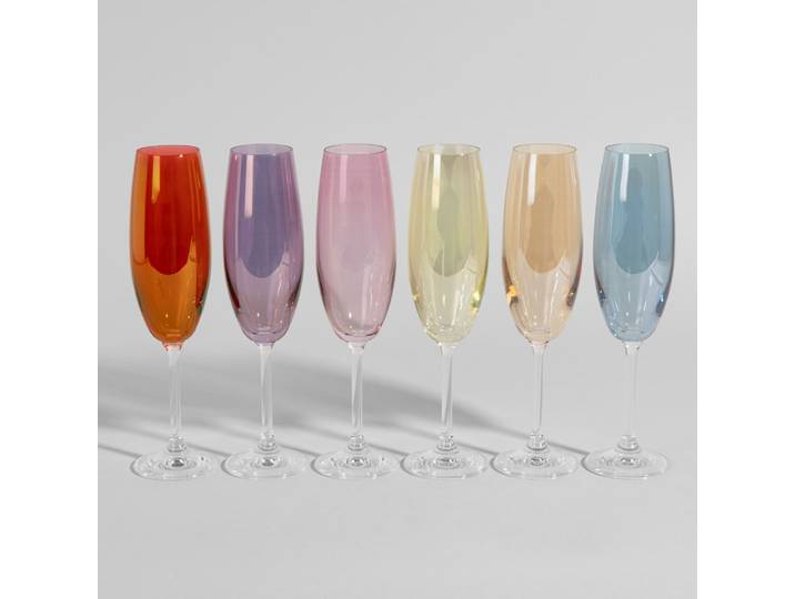 Flöten (x6) aus mehrfarbigem Glas