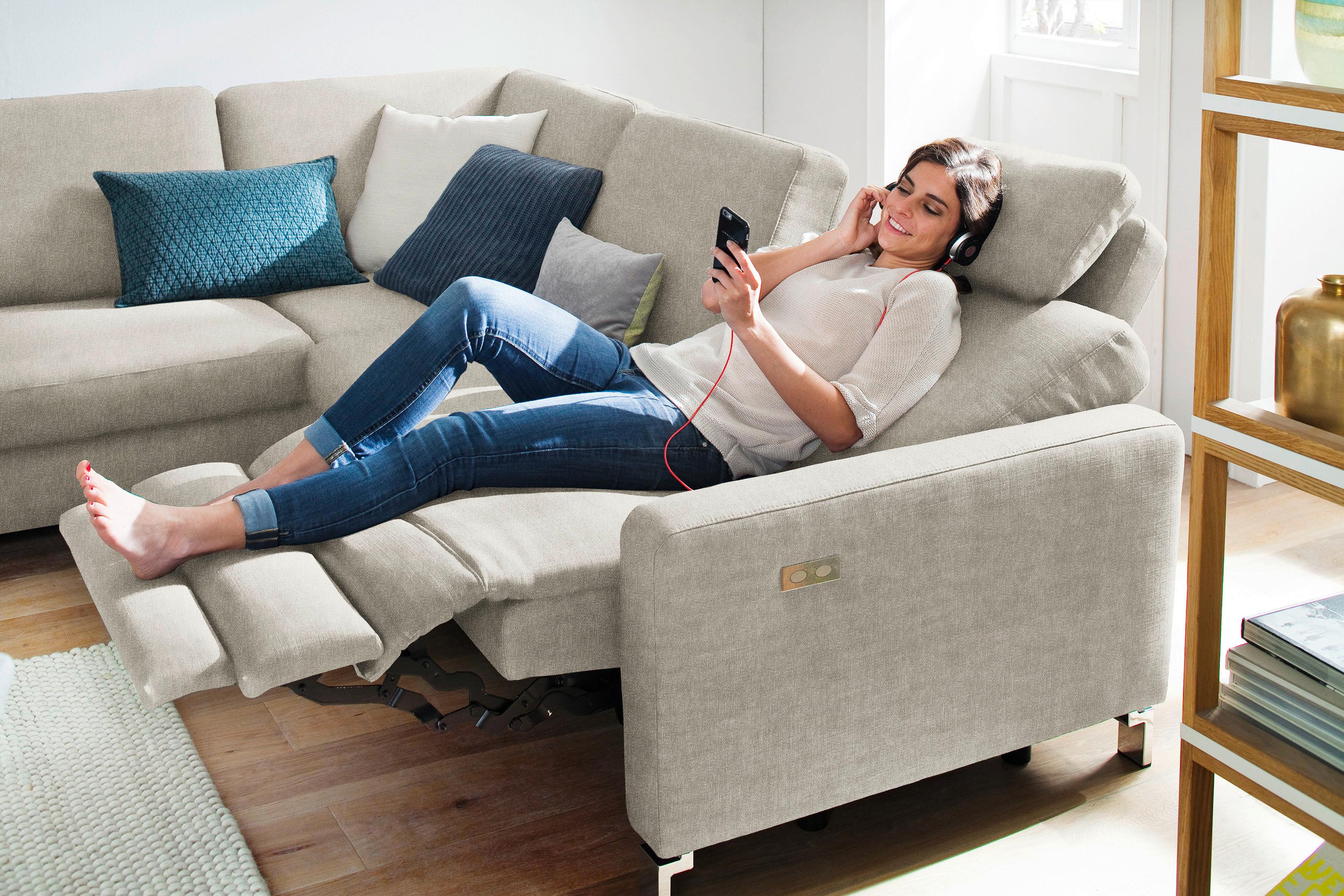 Ecksofa 3C CANDY "Mainau modern und elegant, mit gutem Sitzkomfort, Breite 257cm, L-Form", grau (platin), B:257cm H:89cm T:220cm, Struktur ( 100% Polyester);Luxus-Microfaser weich: 98% Polyester, 2% Nylon, ;Struktur weich (mit Wasser zu reinigen): 16% Bau