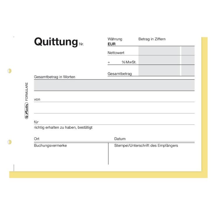 Herlitz Formularbuch "Quittung 402", DIN A6, 2 x 40 Blatt (40x) (7876147)