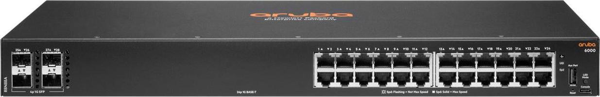 HPE Aruba Networking CX 6000 24G 4SFP Switch, L3 Gigabit Ethernet, 1U Rackmount