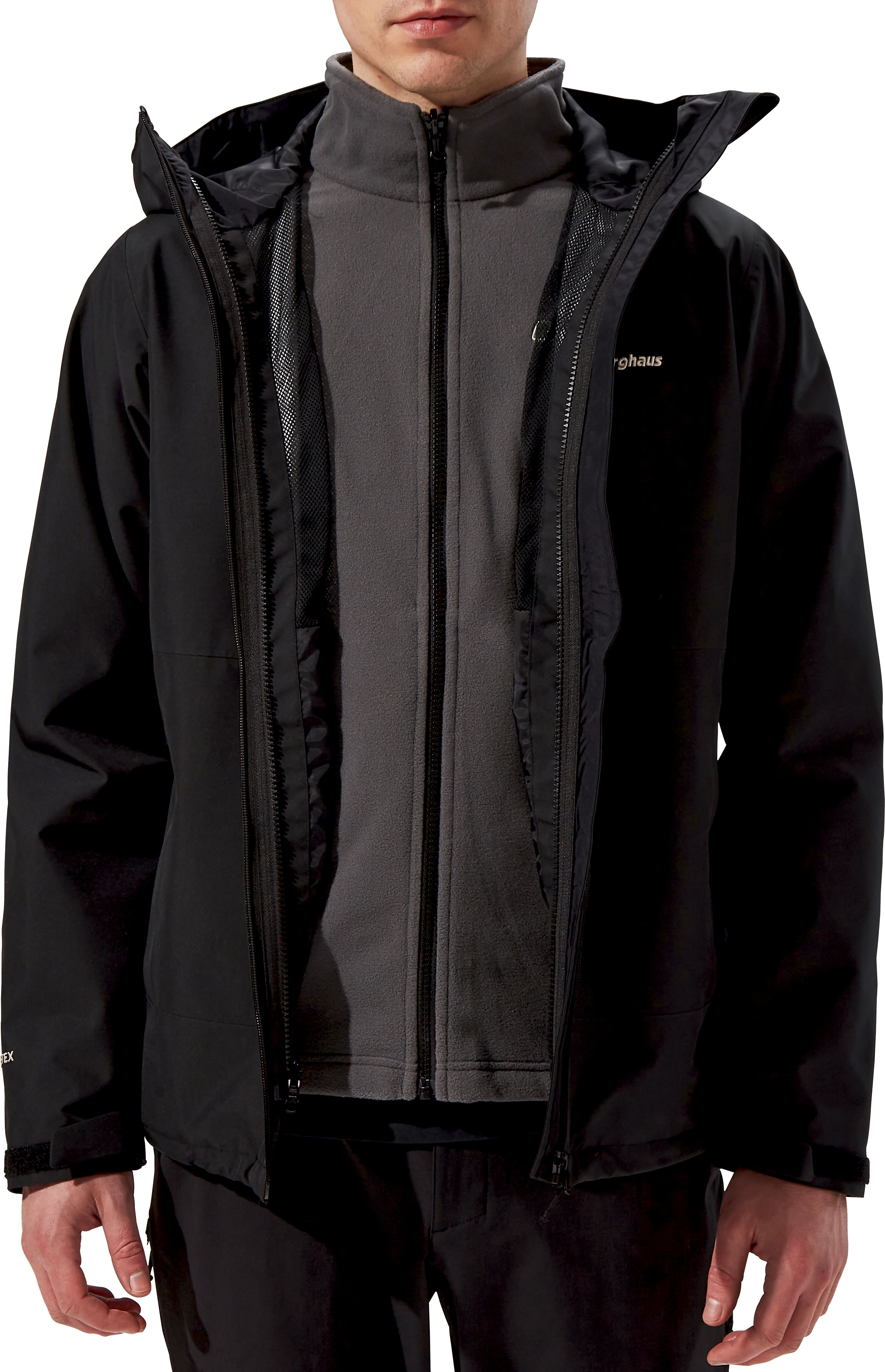 3-in-1-Funktionsjacke BERGHAUS "M BRAMBLFELL GTX GEMINI 3IN1 J", Herren, Gr. M, schwarz (schwarz, schwarz), Web, Obermaterial: 100% Polyester, Jacken 3-in-1-Funktionsjacke schwarz, schwarz M