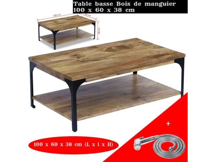 Table basse - ARAMOX - Bois de manguier - Laqué - Contemporain - 100 x 60 x 38 cm
