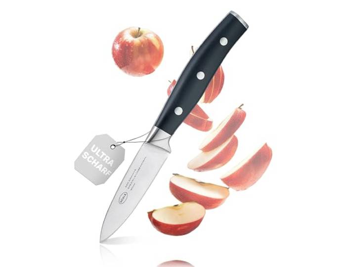 RÖSLE Spickmesser Tradition 9 cm - Hochwertiges und scharfes Küchenmesser zum Schneiden, Spicken und Garnieren, scharfes Schneidemesser mit ergonomischer Griff