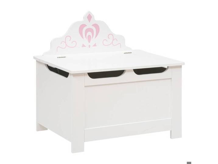 Coffre  Couronne  en bois 57x40cm blanc - Atmosphera createur d'interieur