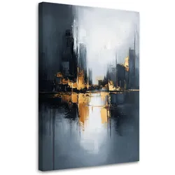 LEINWANDBILD Abstraktion Gold Grau Schwarz 80x120cm