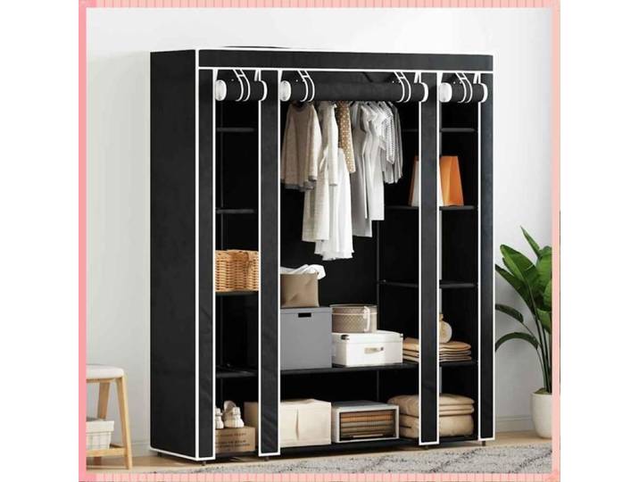 armoire avec - 45x150x176cm - Utilisation Facile - Installation Simple - Assemblage Rapide - Noir - Pour Rangement