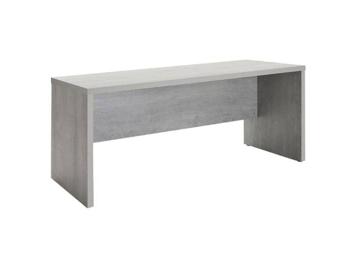 Meubletmoi - Bureau 180 Cm Décor Béton Texturé Avec Voile De Courtoisie - Granit