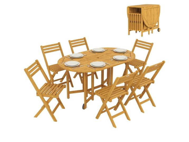 Ensemble de jardin avec table et chaises structure en bois pour terrasse et jardin