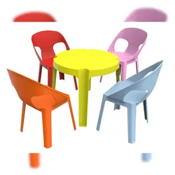 Resol garbar RITA Kinderstuhl-Tisch Indoor, Outdoor Set 4+1 Himmelblau/Rosa/Rot/Orange/Limettengrün