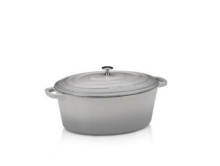 kela Bräter Gusseisen Bräter Calido oval hellgrau 9.3 L, Gusseisen
