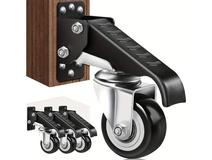 165 lb 2,5 ensemble de 4 roulettes d'établi roue abaisseur rétractable montés sur le côté 360 ° Pivot pour tables et équipements