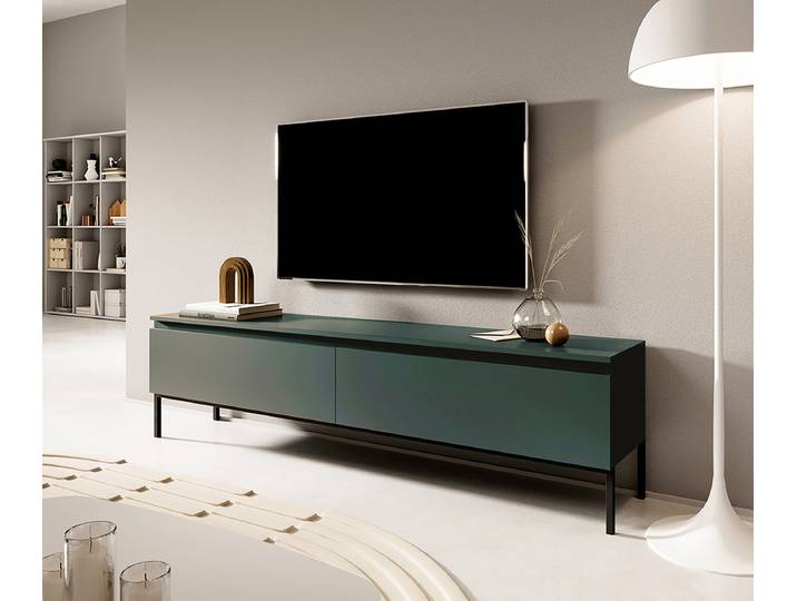TV-Lowboard Bemmi Front: MDF Mitteldichte Holzfaserplatte , beschichtet Korpus: Spanplatte, beschichtet Grün/Dunkelgrün 175cm